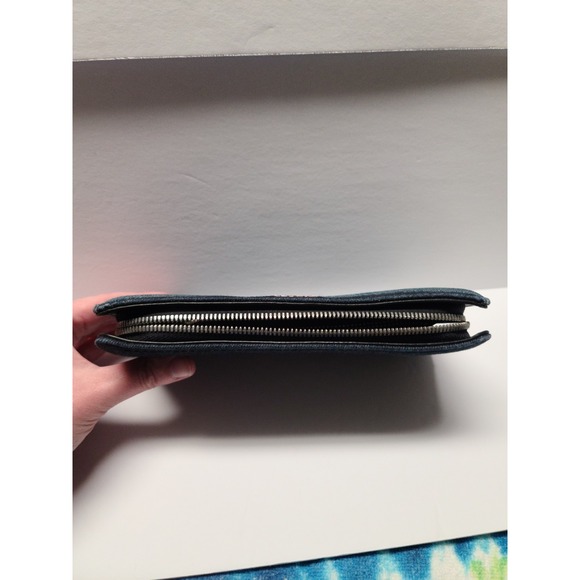 Diesel Denim Wallet Women Blue Jean Wallet Multiple Compartments Functional Zip - Picture 6 of 16